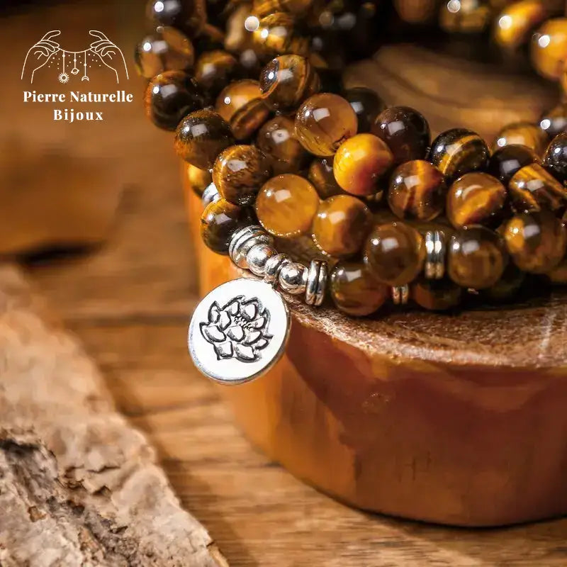 Bracelet mala en il de tigre | Bracelets | pierre naturelle bijoux