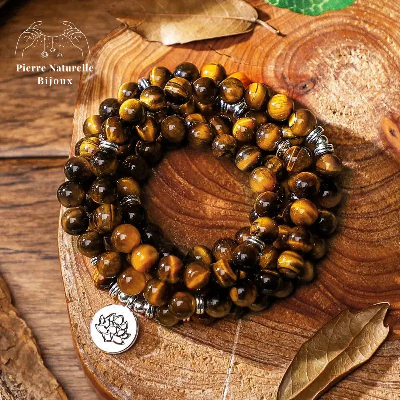 Bracelet mala en il de tigre | Bracelets | pierre naturelle bijoux