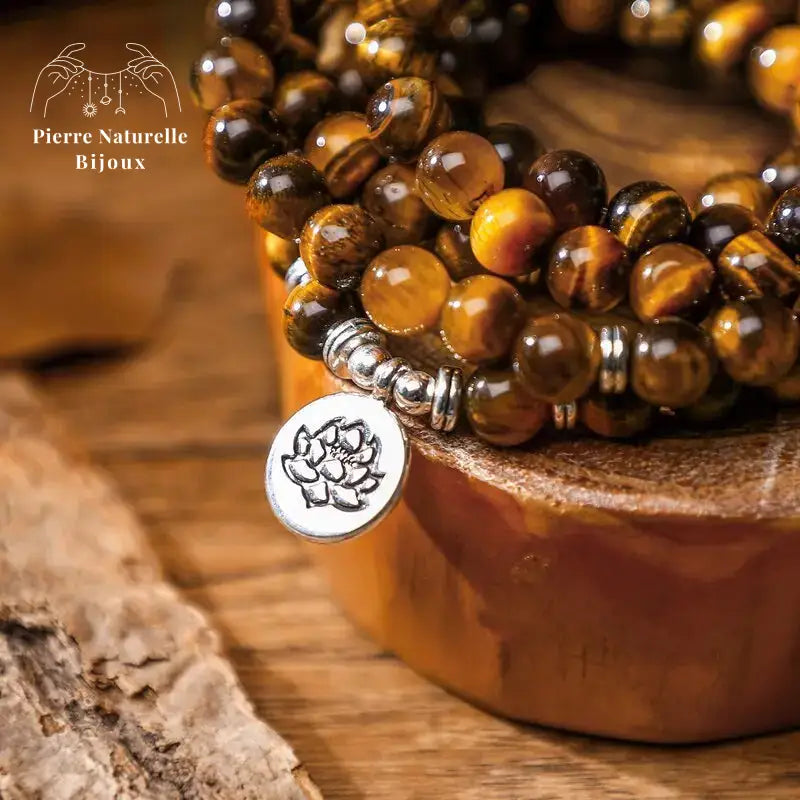 Bracelet mala en il de tigre | Bracelets | pierre naturelle bijoux