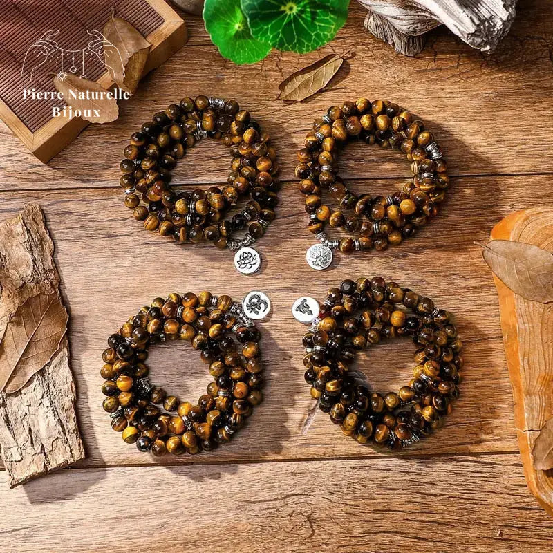 Bracelet mala en il de tigre | Bracelets | pierre naturelle bijoux
