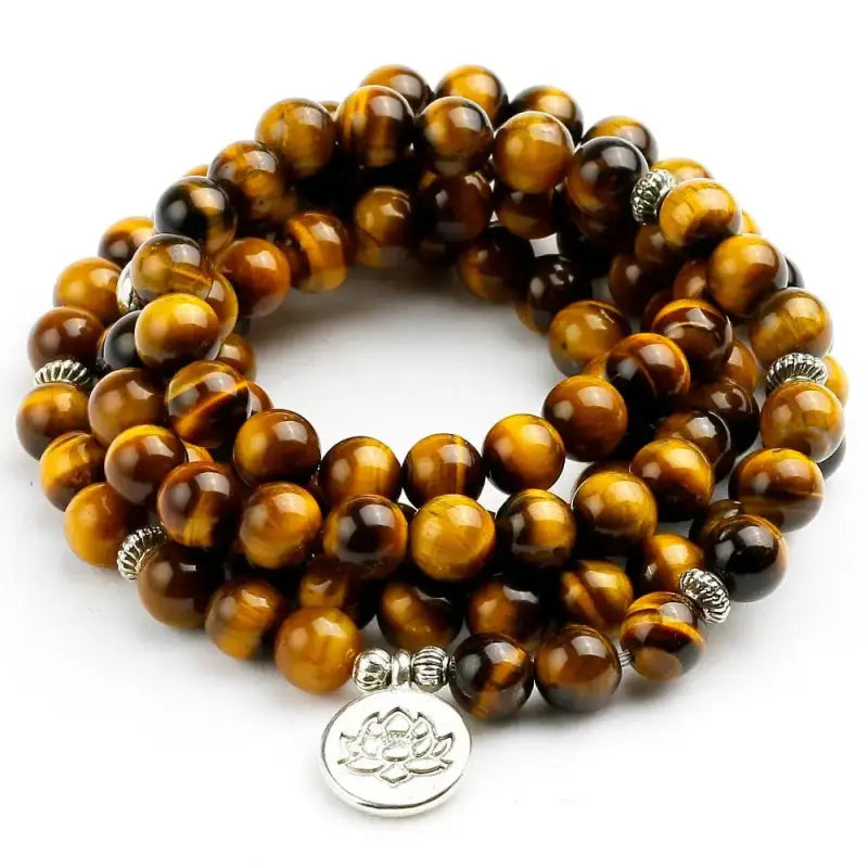 Bracelet mala œil de tigre avec charm | Bracelets | pierre naturelle bijoux