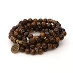 Bracelet mala œil de tigre avec charm Lotus / Om / Bouddha | Bracelets | pierre naturelle bijoux