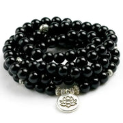 Bracelet mala en Onyx avec charm | Bracelets | pierre naturelle bijoux