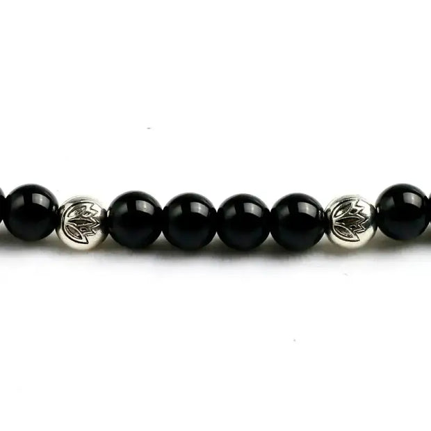 Bracelet mala en Onyx avec charm | Bracelets | pierre naturelle bijoux