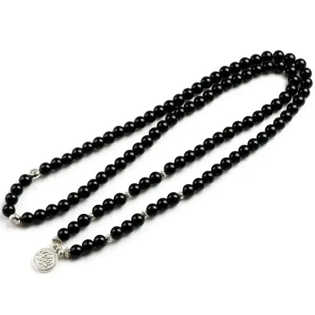 Bracelet mala en Onyx avec charm | Bracelets | pierre naturelle bijoux