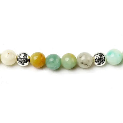Bracelet mala "Lotus" en pierre Amazonite avec charm | Bracelets | pierre naturelle bijoux