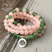 Bracelet mala "Croyance" en Quartz rose et Aventurine verte | Bracelets | pierre naturelle bijoux