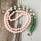 Bracelet mala "Croyance" en Quartz rose et Aventurine verte | Bracelets | pierre naturelle bijoux