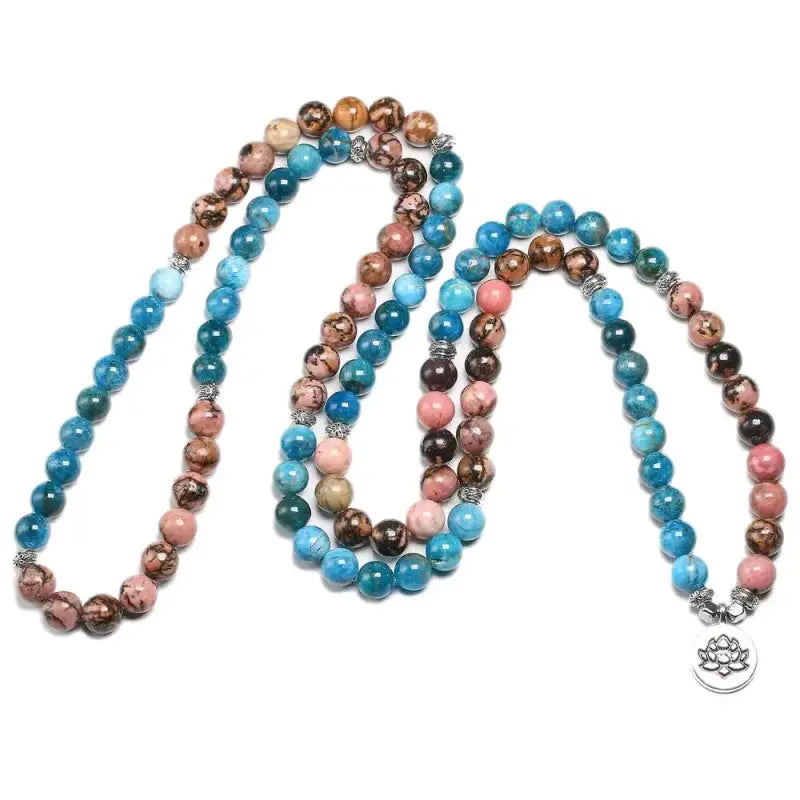 Bracelet mala "Humilité" en Rhodonite et Apatite | Bracelets | pierre naturelle bijoux