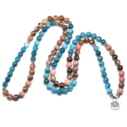 Bracelet mala "Humilité" en Rhodonite et Apatite | Bracelets | pierre naturelle bijoux