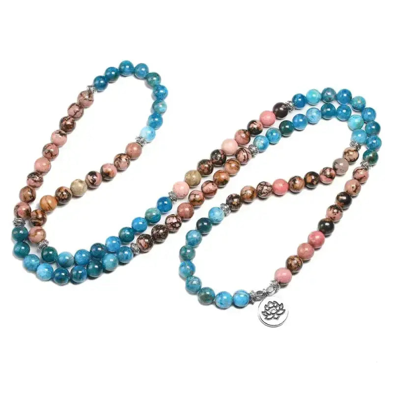 Bracelet mala "Humilité" en Rhodonite et Apatite | Bracelets | pierre naturelle bijoux
