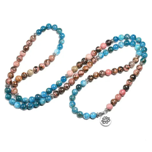 Bracelet mala "Humilité" en Rhodonite et Apatite | Bracelets | pierre naturelle bijoux