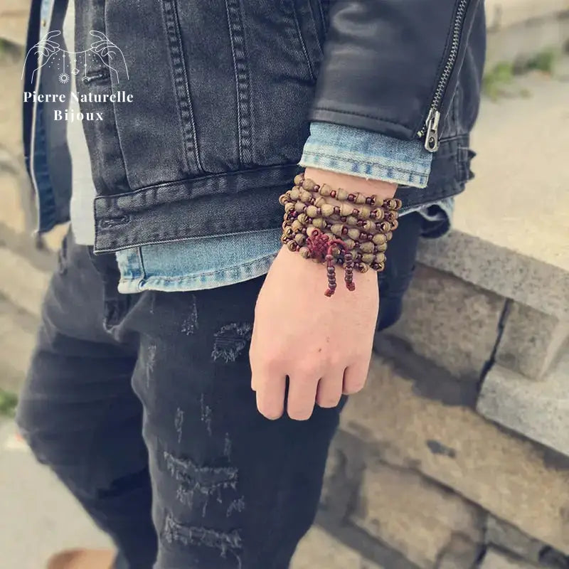 Bracelet mala Tibétain 108 perles en Bois de bodhi | Bracelets | pierre naturelle bijoux