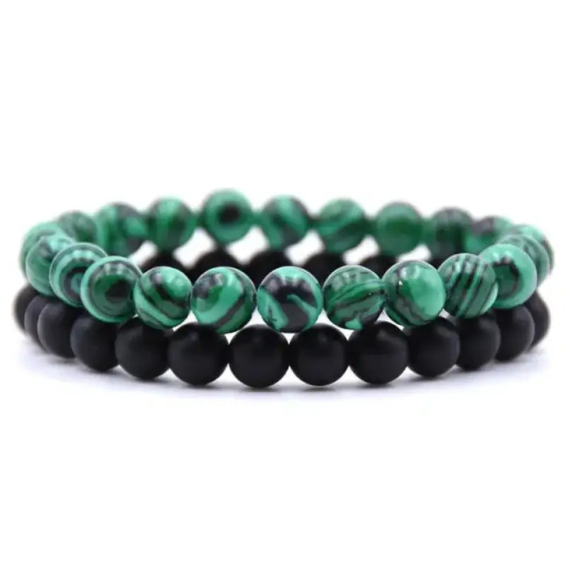Bracelet duo en Malachite / Onyx
