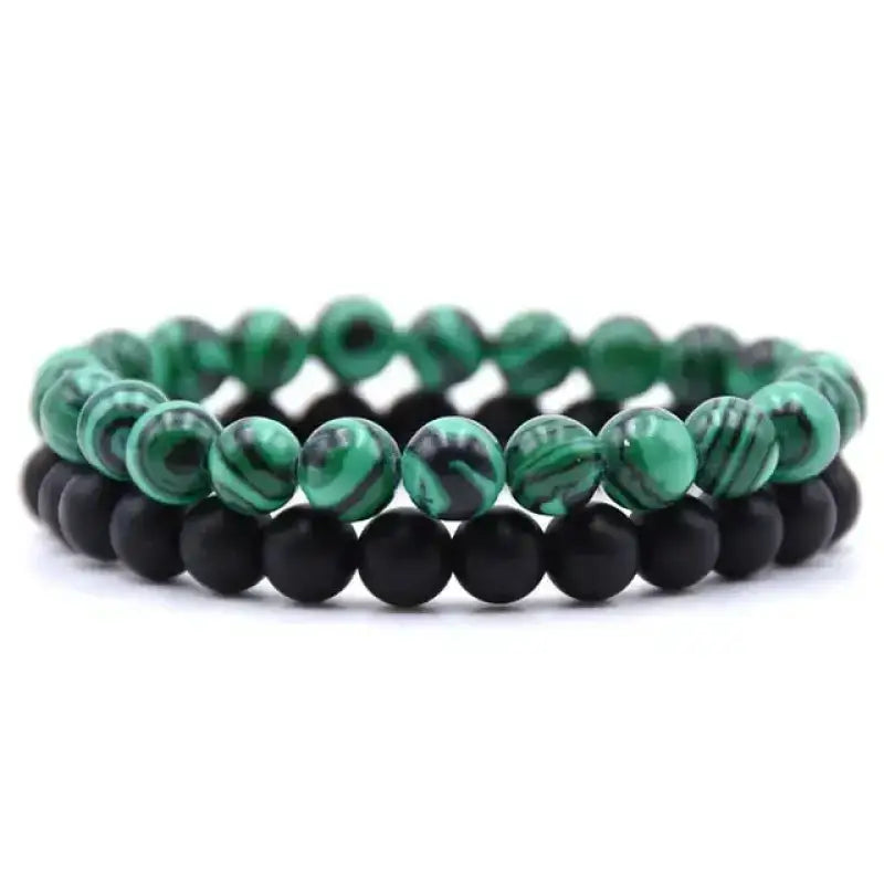 Bracelet duo en Malachite / Onyx