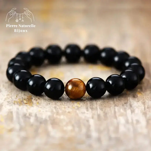 Bracelet en il de tigre et Onyx | Bracelets | pierre naturelle bijoux