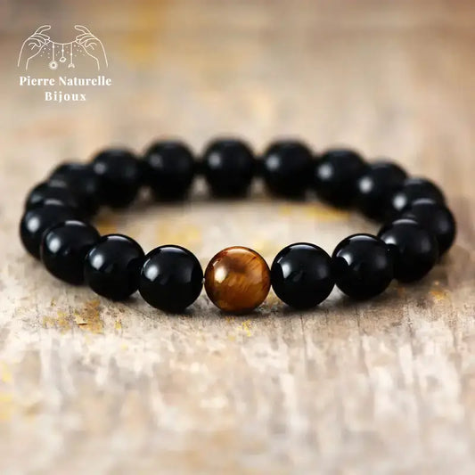 Bracelet en il de tigre et Onyx | Bracelets | pierre naturelle bijoux