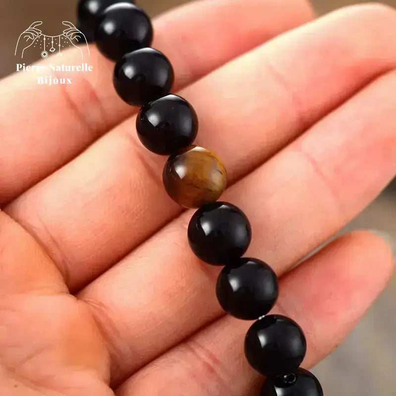 Bracelet en œil de tigre et Onyx | Bracelets | pierre naturelle bijoux