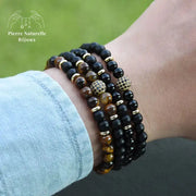 Bracelet duo "Puissance" en il de tigre et Onyx | Bracelets | pierre naturelle bijoux