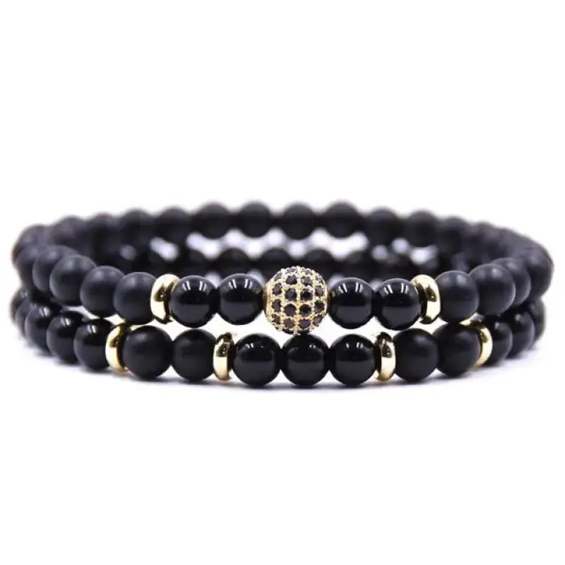 Bracelet duo "Puissance" en il de tigre et Onyx