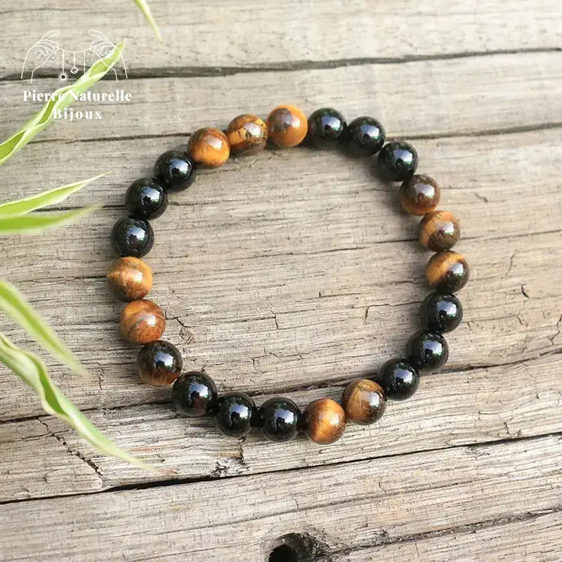 Bracelet "Force" en il de tigre et Onyx | Bracelets | pierre naturelle bijoux