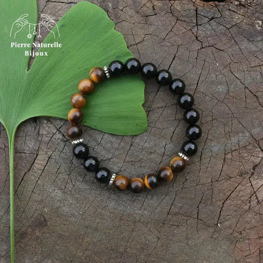 Bracelet "Optimisme" en il de tigre et Onyx | Bracelets | pierre naturelle bijoux