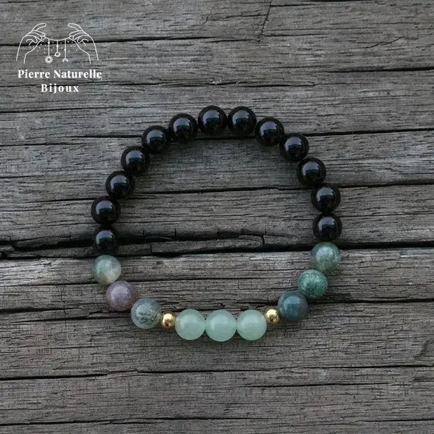 Bracelet "Abondance" en Onyx, Agate indienne et Aventurine verte | Bracelets | pierre naturelle bijoux