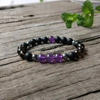 Bracelet "Aspiration" en Onyx, Améthyste, Quartz fumé et Hématite | Bracelets | pierre naturelle bijoux