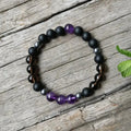 Bracelet "Aspiration" en Onyx, Améthyste, Quartz fumé et Hématite