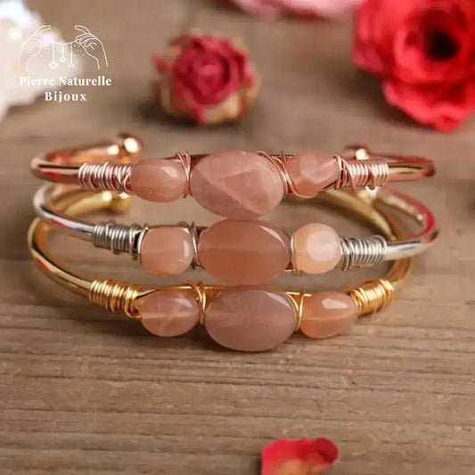 Bracelet cuivre en Pierre de soleil | Bracelets | pierre naturelle bijoux