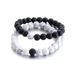 Bracelet duo yin et yang en pierre Howlite / Onyx | Bracelets | pierre naturelle bijoux