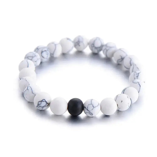 Bracelet duo yin et yang en pierre Howlite / Onyx | Bracelets | pierre naturelle bijoux