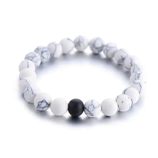 Bracelet duo yin et yang en pierre Howlite / Onyx | Bracelets | pierre naturelle bijoux