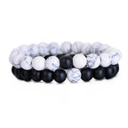 Bracelet duo yin et yang en pierre Howlite / Onyx | Bracelets | pierre naturelle bijoux