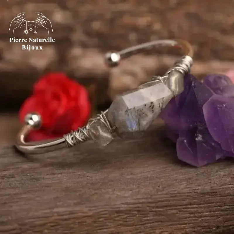 Bracelet cuivre argent en pierre Labradorite