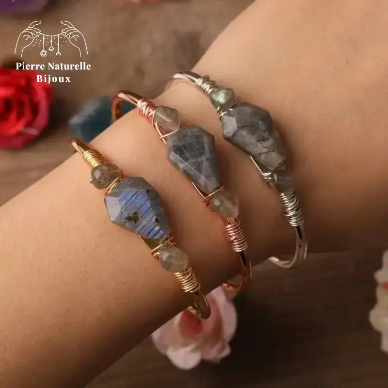 Bracelet cuivre en pierre Labradorite | Bracelets | pierre naturelle bijoux