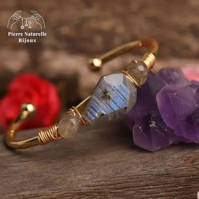 Bracelet cuivre or en pierre Labradorite