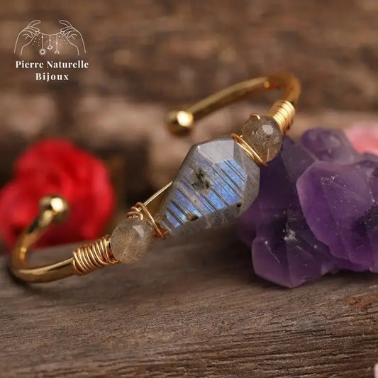Bracelet cuivre or en pierre Labradorite