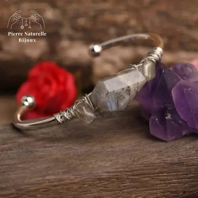 Bracelet cuivre argent en pierre Labradorite