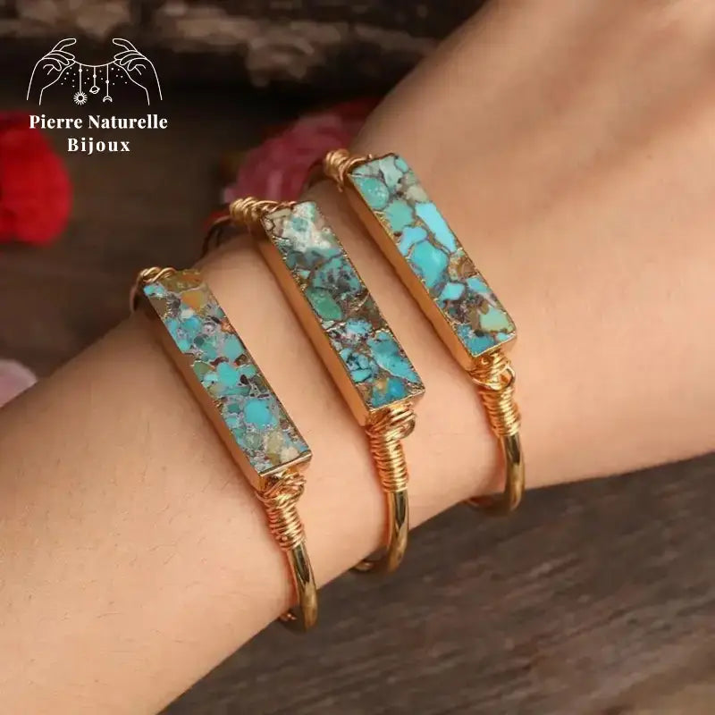 Bracelet cuivre en pierre Turquoise | Bracelets | pierre naturelle bijoux