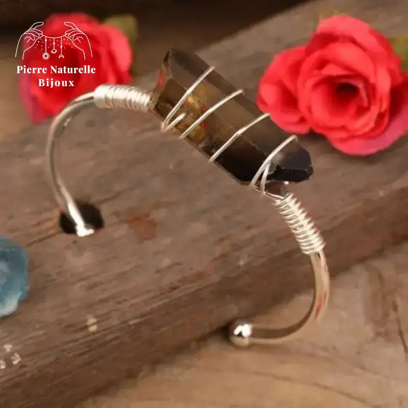 Bracelet cuivre en Quartz fumé