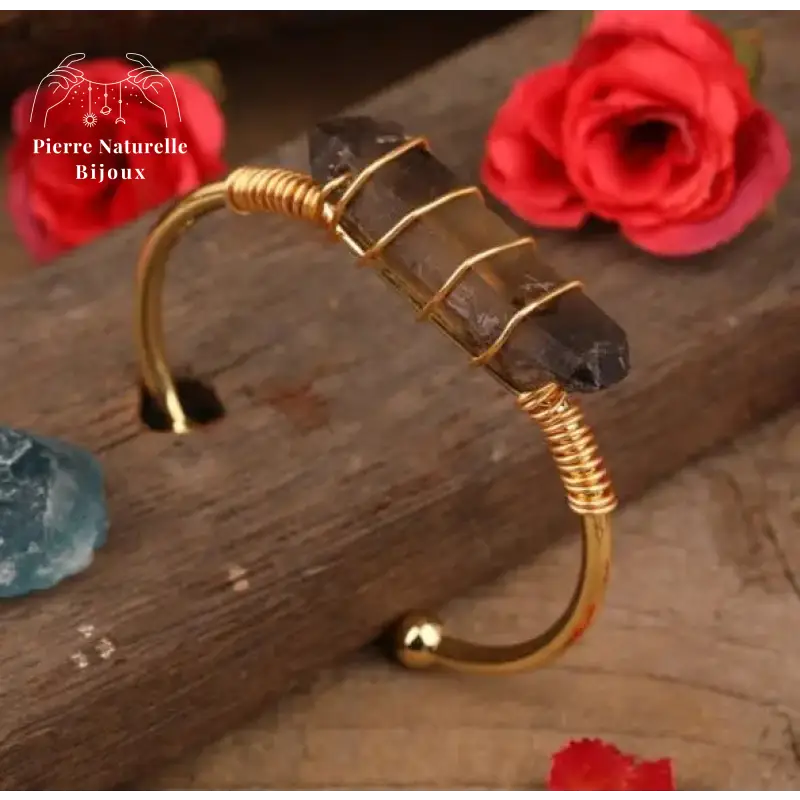 Bracelet cuivre en Quartz fumé