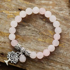 Bracelet "Arbre de vie" en Quartz rose