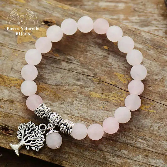 Bracelet "Arbre de vie" en Quartz rose