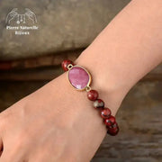 Bracelet en Rhodonite et Jaspe rouge | Bracelets | pierre naturelle bijoux