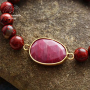 Bracelet en Rhodonite et Jaspe rouge | Bracelets | pierre naturelle bijoux