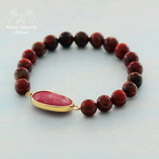 Bracelet en Rhodonite et Jaspe rouge | Bracelets | pierre naturelle bijoux