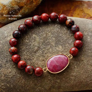 Bracelet en Rhodonite et Jaspe rouge