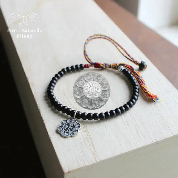 Bracelet tibétain "Mantra" en coquille de noix de coco | Bracelets | pierre naturelle bijoux