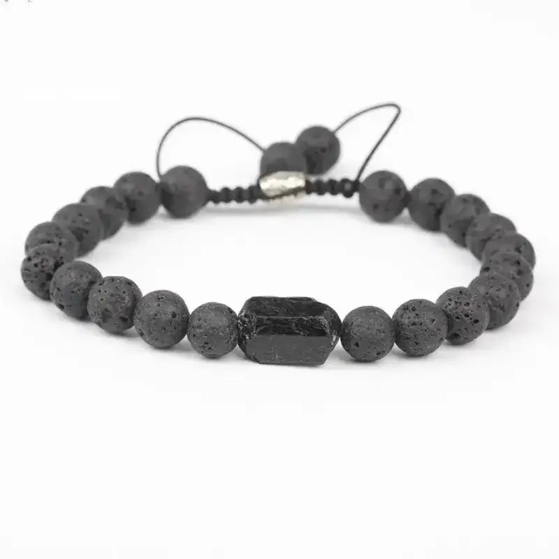 Bracelet en Tourmaline noire et Pierre de lave | Bracelets | pierre naturelle bijoux